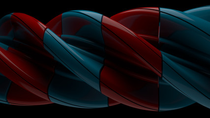 Poster - 3d rendered abstract background. Twisted reflective geometry. Compex twisted segmented structure with details...