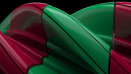 Poster - 3d rendered abstract background. Twisted reflective geometry. Compex twisted segmented structure with details...