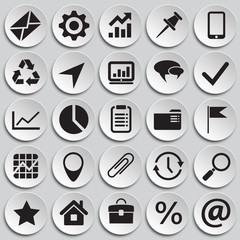 Poster - Business simple icons set on plates background for graphic and web design, Modern simple vector sign. Internet concept. Trendy symbol for website design web button or mobile app