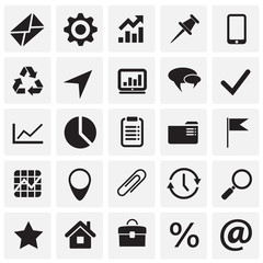 Poster - Business simple icons set on squares background for graphic and web design, Modern simple vector sign. Internet concept. Trendy symbol for website design web button or mobile app