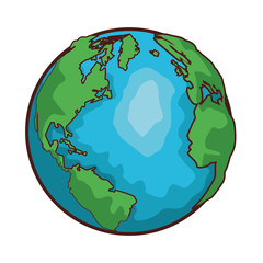 Poster - world map globe cartoon