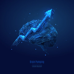 Leinwandbilder - Arrow up and brain low poly