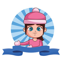 Sticker - cute winter girl cartoon