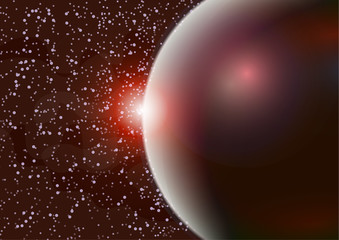 Wall Mural - abstract universe with planets and bright stars. effects of halo light on a dark background, flashes