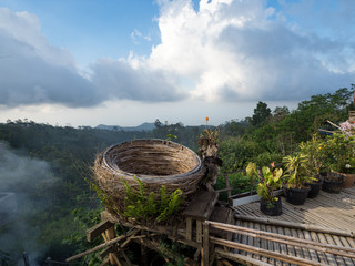 Wall Mural - Pointing view above Tamblingan lake, Bali island, Indonesia. November, 2018