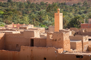 Wall Mural - alone old mosque in arabic town in Morocco