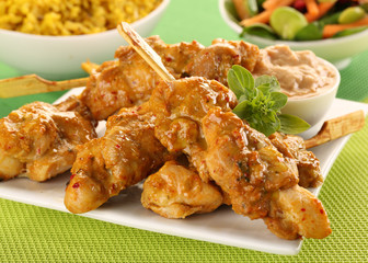 Poster - ASIAN SATAY IN PEANUT SAUCE             CLOSE UP FOOD IMAGE