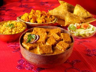 Wall Mural - SELECTION OF INDIAN FOODS CLOSE UP FOOD IMAGE