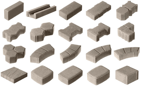 set of paving stones of concrete