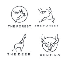 Outline Deer Line Art Logo Vector Icon - Vector