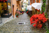 Fototapeta  - A Colorful  commercial  Streetin Bellagio, Italy.