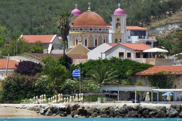 Wall Mural - Greek island church and village, Crete