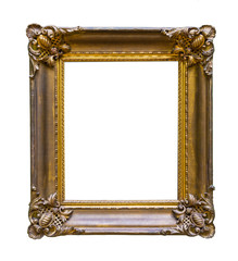 Vintage wooden frame on white background isolated