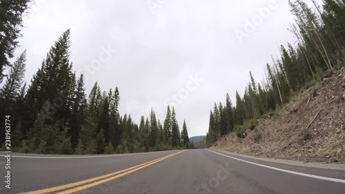 Fototapete - Driving on paved road in Rocky Mountain National Park.