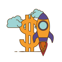 Canvas Print - dollar symbol with rocket isolated icon