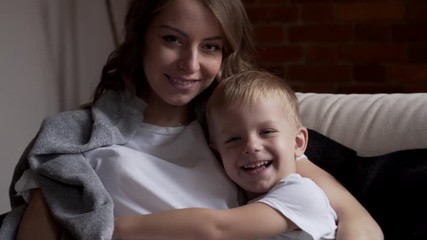 loving mother and son