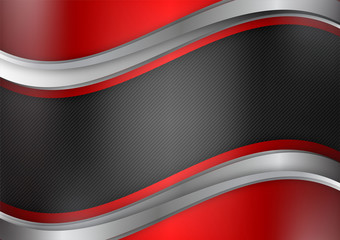 Poster - geometric vector abstract background red and black color with copy space