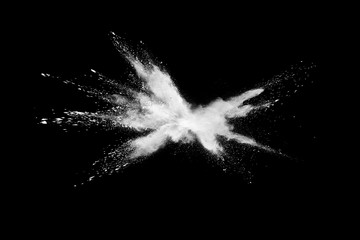 Wall Mural - white powder explosion on black background.
