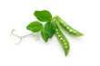 Isolated sweet green peas. Top view. White background. - Image 