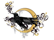 Black Raven With Music Notes