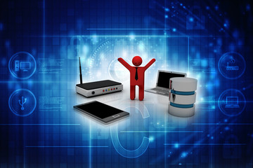 Poster - 3d rendering Network and internet communication concept