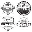 © lynxstocker - Set of vintage and modern bike shop logo badges and labels. Cycle wheel isolated vector. Old style bicycle shop and repair logotypes.