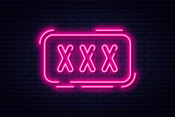 neon sign, adults only, 18 plus, sex and xxx. restricted content, erotic video concept banner, billb