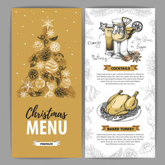 Wall Mural - Hand drawing Christmas holiday menu design. Restaurant menu