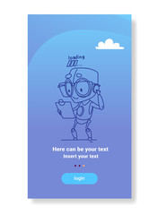 Poster - cute robot holding clipboard loading process modern artificial intelligence technology concept vertical copy space
