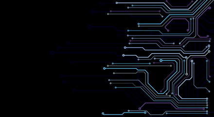 Poster - Circuit Board Technology Information Pattern Concept Vector Background. Modern Color Abstract PCB Trace Data Infographic Design Illustration.