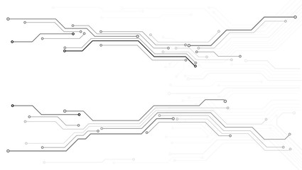 Aufkleber - Circuit Board Technology Information Pattern Concept Vector Background. Grayscale Color Abstract PCB Trace Data Infographic Design Illustration.