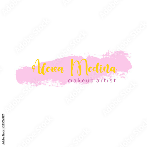 Makeup Artist Logo Pink Rose Gold Watermark Logo Influencer