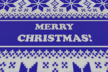 Knitted texture merry christmas sign congratulation greeting card ugly sweater