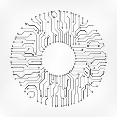 Fototapete - Circuit Board Technology Information Pattern Concept Vector Background. Grayscale Color Abstract PCB Trace Data Infographic Design Illustration.