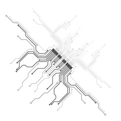 Aufkleber - Circuit board futuristic trace processor unit texture illustration design. Electronic line communication technology system background.
