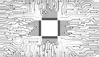 Aufkleber - Circuit board futuristic trace processor unit texture illustration design. Electronic line communication technology system background.