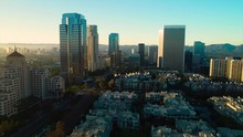 Century City Los Angeles CA  Aerial View Commercial District Surrounding Fox Studios, Century City Is Marked By Sleek High-rise Hotels, Condos And Offices. Entertainment Industry Drone Helicopter