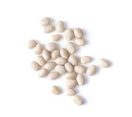 Wall Mural - white beans isolated on white background. top view