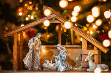 Christmas Nativity Scene; Jesus Christ, Mary And Joseph