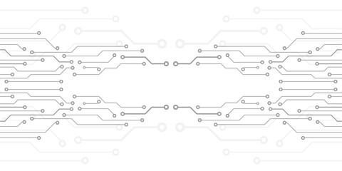 Fototapete - Circuit Board Technology Information Pattern Concept Vector Background. Grayscale Color Abstract PCB Trace Data Infographic Design Illustration.