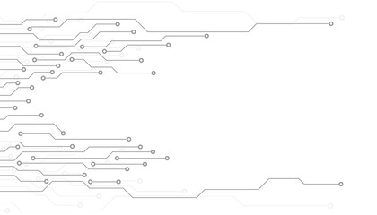 Aufkleber - Circuit Board Technology Information Pattern Concept Vector Background. Grayscale Color Abstract PCB Trace Data Infographic Design Illustration.