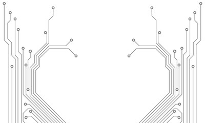 Poster - Circuit Board Technology Information Pattern Concept Vector Background. Grayscale Color Abstract PCB Trace Data Infographic Design Illustration.