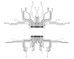 Leinwandbilder - Circuit board futuristic trace processor unit texture illustration design. Electronic line communication technology system background.