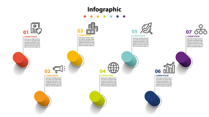 Wall Mural - infographic element design 7 step, infochart planning