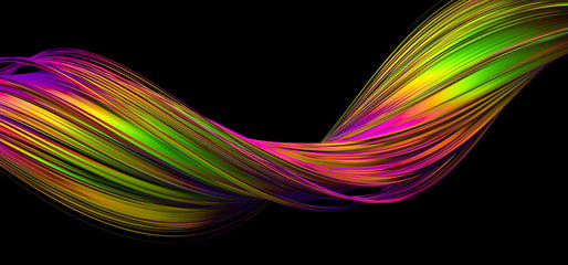 Poster - Abstract 3d rendering of twisted lines. Modern background design, illustration of a futuristic shape