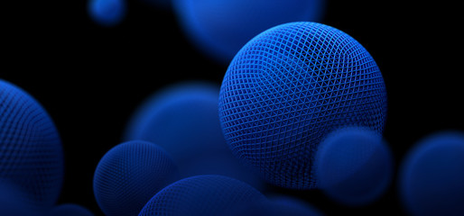 Poster - abstract 3d rendering of geometric shapes. modern background design with spheres