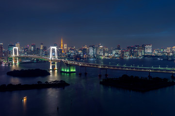 Fototapete - View of Tokyo cityscape at night in Japan.