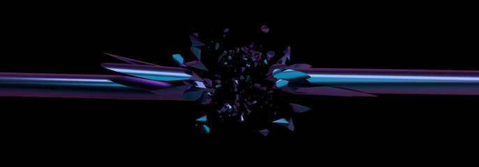 Poster - Abstract 3d rendering of broken line. Modern background design with cracked shape