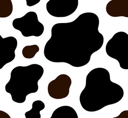 Wall Mural - cow texture pattern repeated seamless brown black and white lactic chocolate animal jungle print spot skin fur milk day