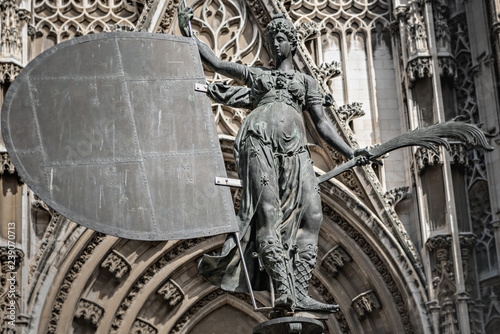 View Of A Bronze Replica Of El Giraldillo Wind Vane Outside The Prince Portal Of Seville Cathedral Buy This Stock Photo And Explore Similar Images At Adobe Stock Adobe Stock